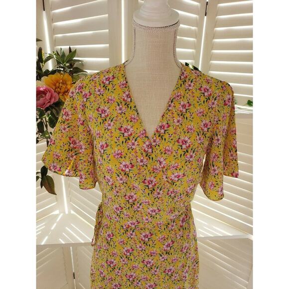 ROLLER RABBIT PRANA FILENA YELLOW WRAP DRESS SM - Picture 7 of 9